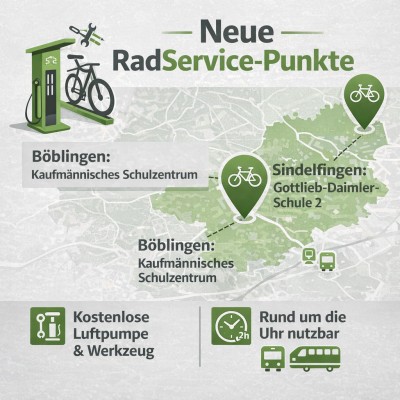 Neue RadService-Punkte an Schul- und ÖPNV-Standorten im Kreis Böblingen